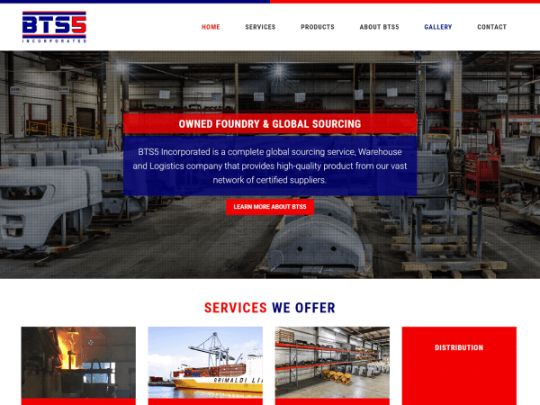 A website design featuring the BTS5 theme for a trucking company.