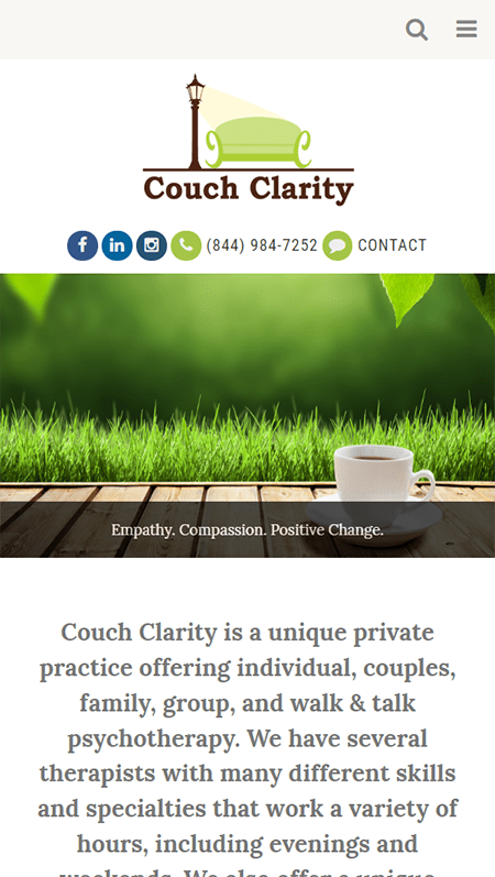 A landscaping company's website design showcasing Couch Clarity.