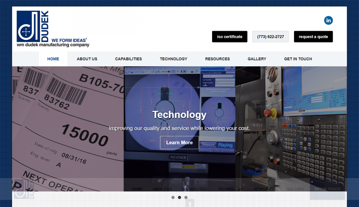 A website design for dj technology by Wm Dudek Manufacturing.