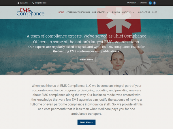 A swiss law firm's website design focused on EMS compliance.