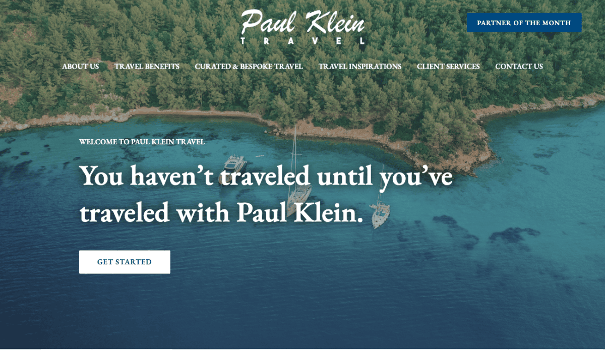 A website design by Paul Klein for a travel agency.