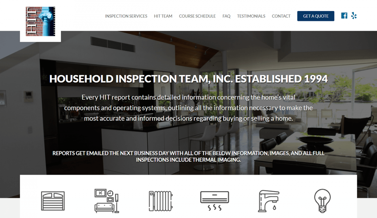 A peace of mind website design for home inspection services.