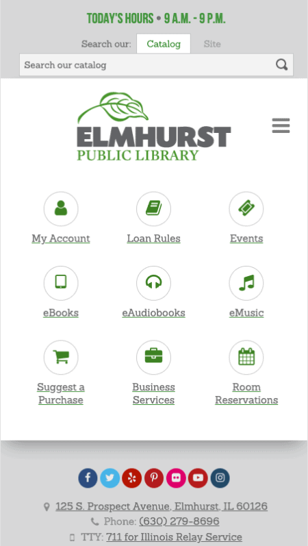 Elmhurst Public Library screenshot.