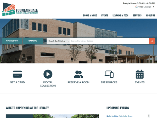 An image of the website for the community college of Ohio featured at Fountaindale Public Library.