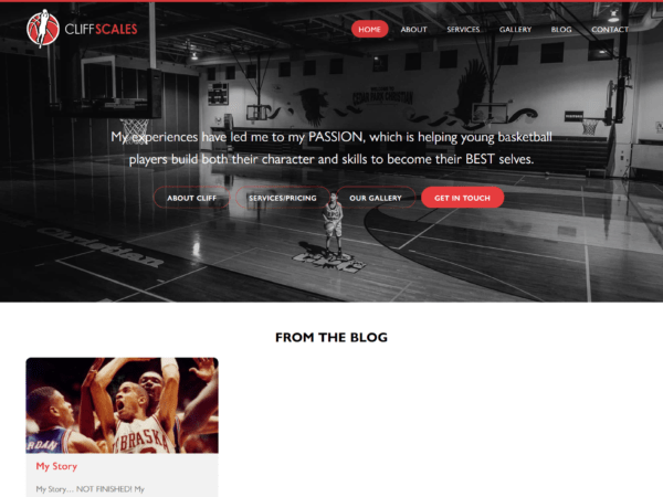 A website design for the Cliff Scales basketball team.