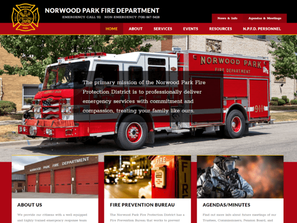 Norwood Park Fire District homepage.