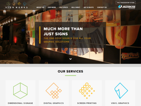 A visually appealing website design for a company specializing in sign works.