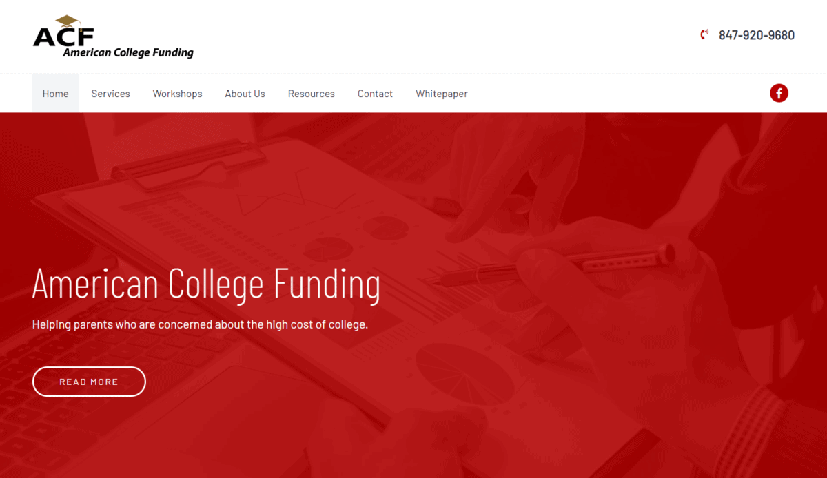 College funding website design