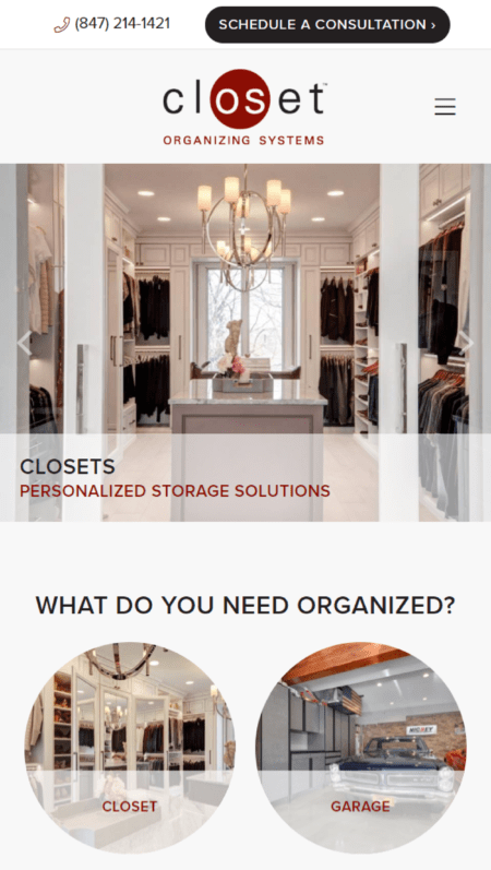 The homepage of Closet OS, a website with a lot of different items.