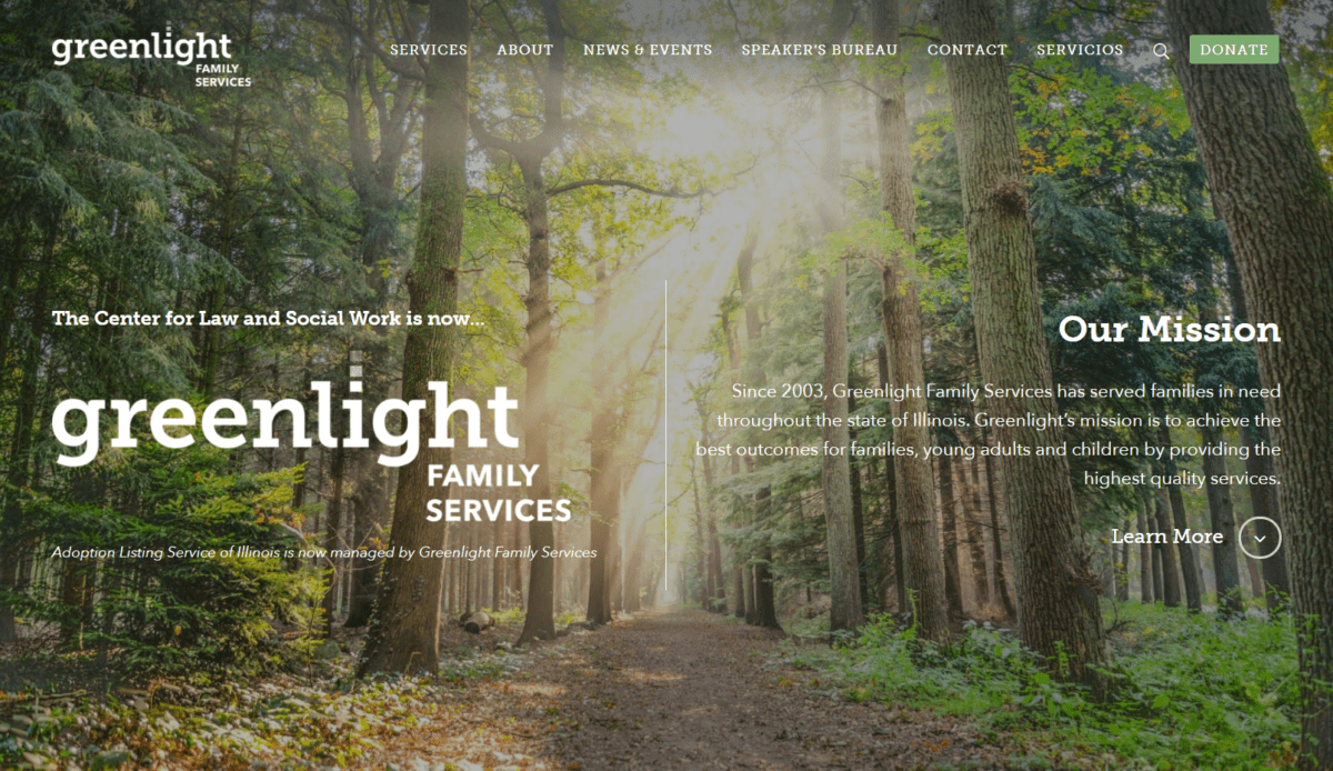 Greenlight WordPress theme designed for Greenlight Family Services.