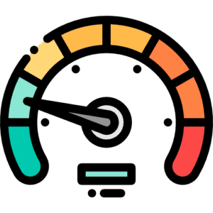 A speedometer icon emphasizing speed optimization on a black background.