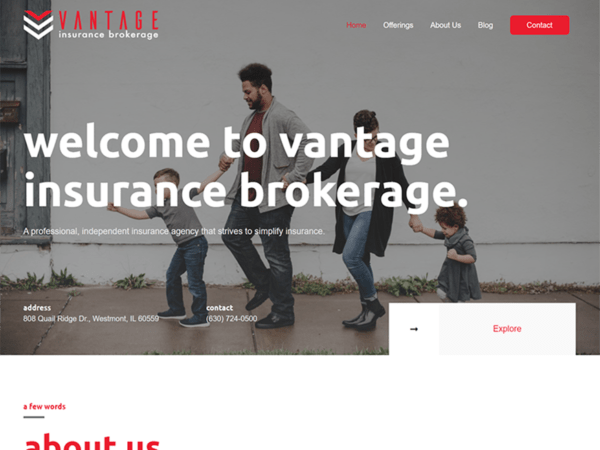 Vantage Insurance Brokerage Web Design