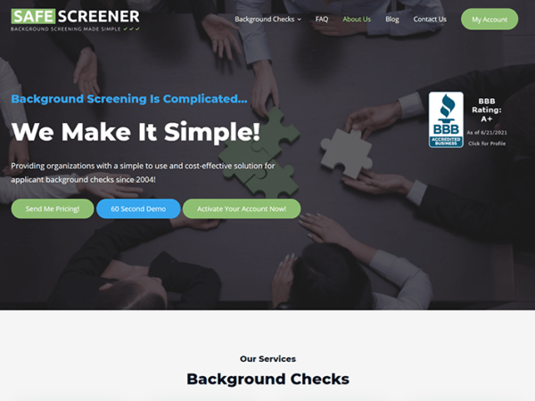 SafeScreener WordPress theme.