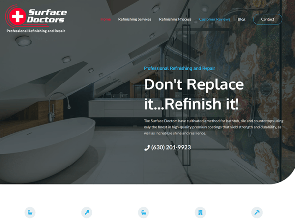 The Surface Doctors - website design, bathroom remodeling.