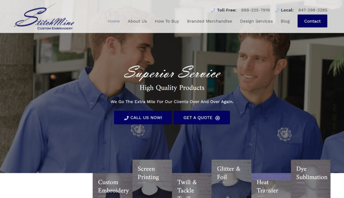 StitchMine: a men's clothing store website design.