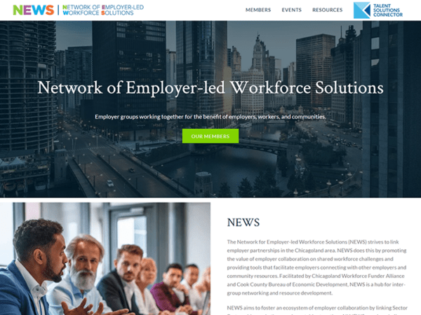 Website design for network of employer-led workforce solutions.