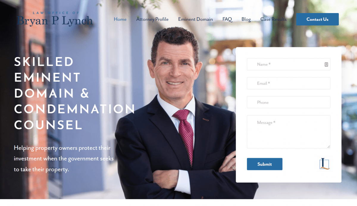 A website design for The Law Office of Bryan P. Lynch.