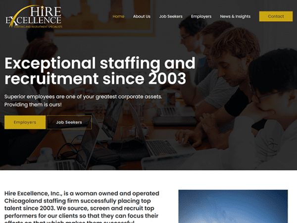 A website design for a staffing and recruitment company.