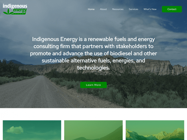 A website design for indigenous energy.