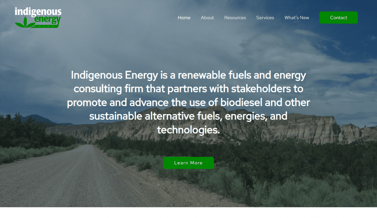 A website design for an Indigenous Energy company.