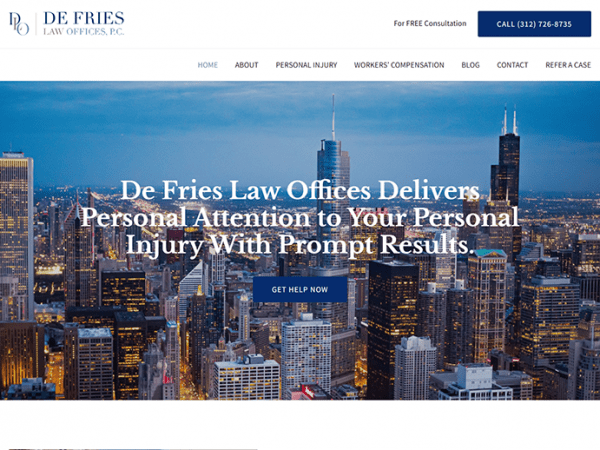 Website for De Fries Law Office.