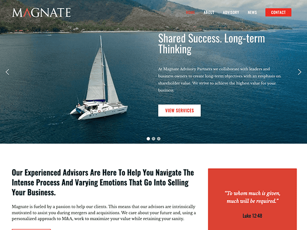 Magnate business wordpress theme inspired by Magnate Advisory Partners.