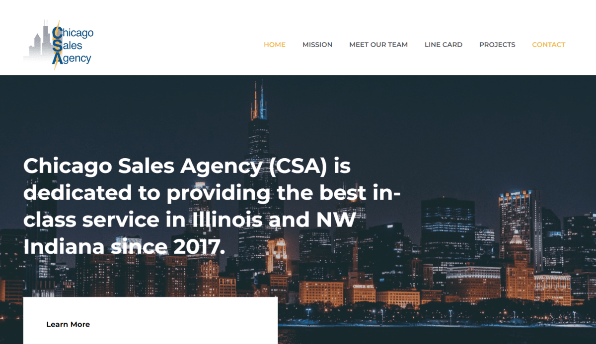 A website design for a Chicago sales agency.
