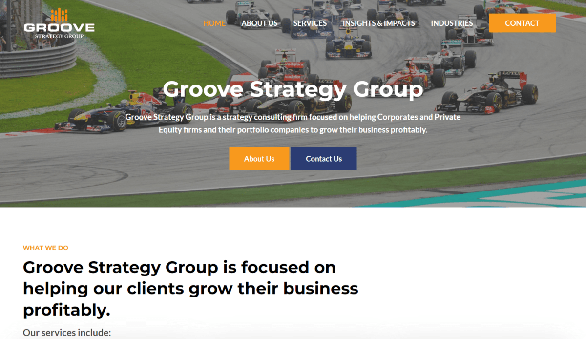 A website design for a racing team with a stylish and strategic groove.