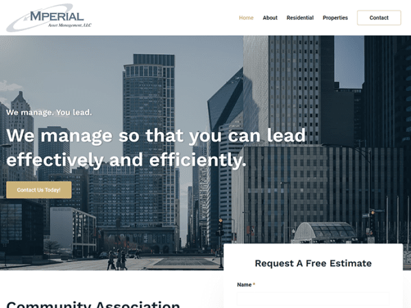 The homepage of the community association website managed by Mperial Asset Management LLC.