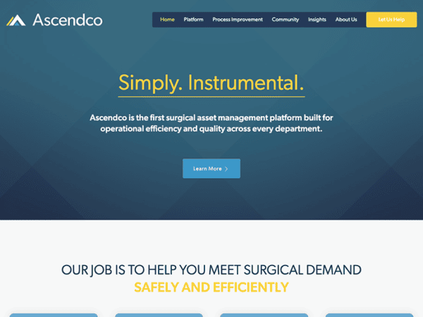 The homepage of Ascendo Health, a medical website.