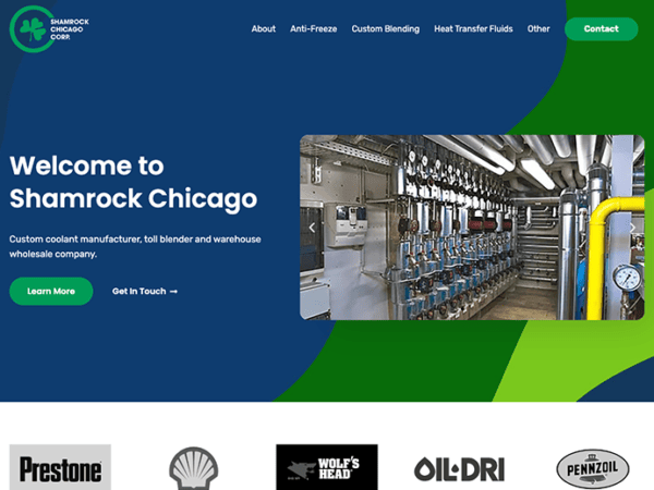 Website design for Shamrock Chicago.