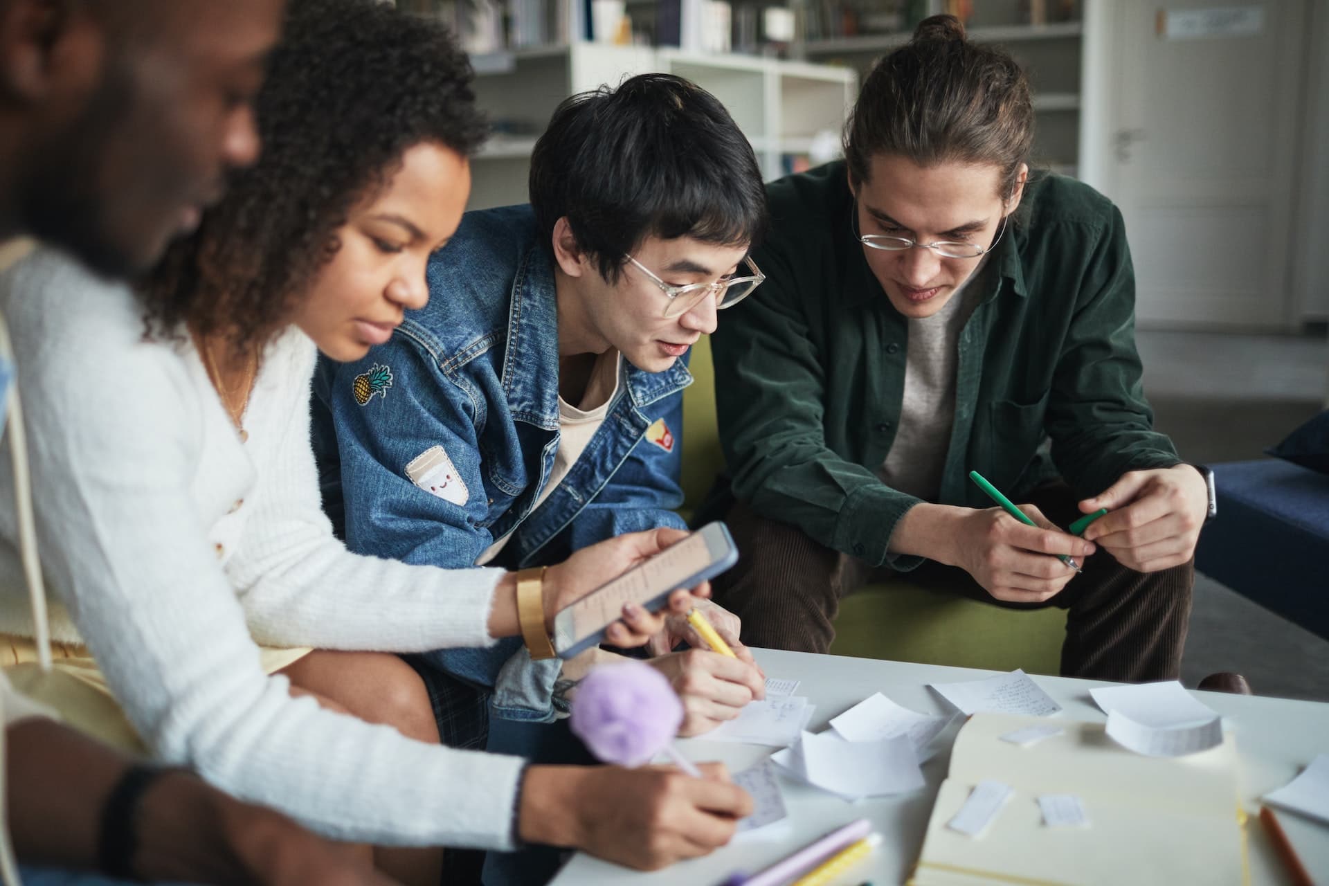 A collective education project involving collaborative work on a paper.