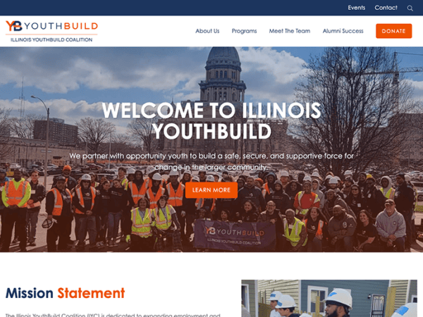 IL YouthBuild mission statement WordPress theme.
