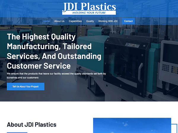 The homepage of JDI Plastics, a leading provider of plastic products and solutions.