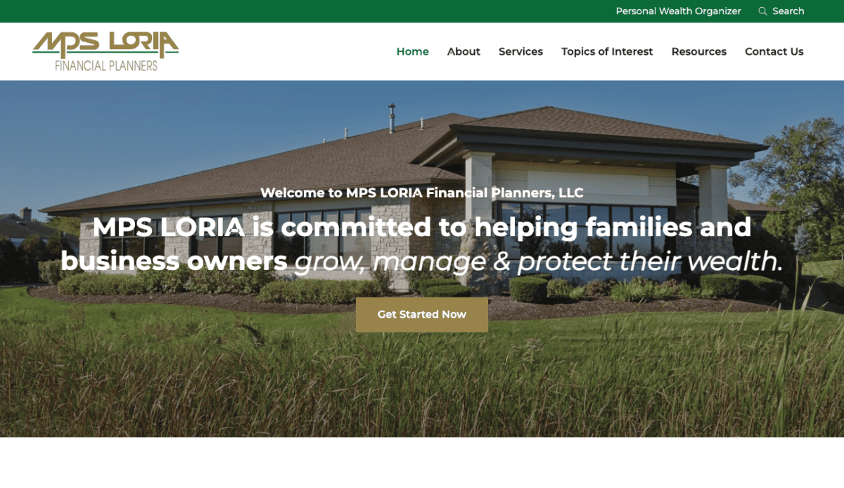 A website design for MPS LORIA Financial Planners.