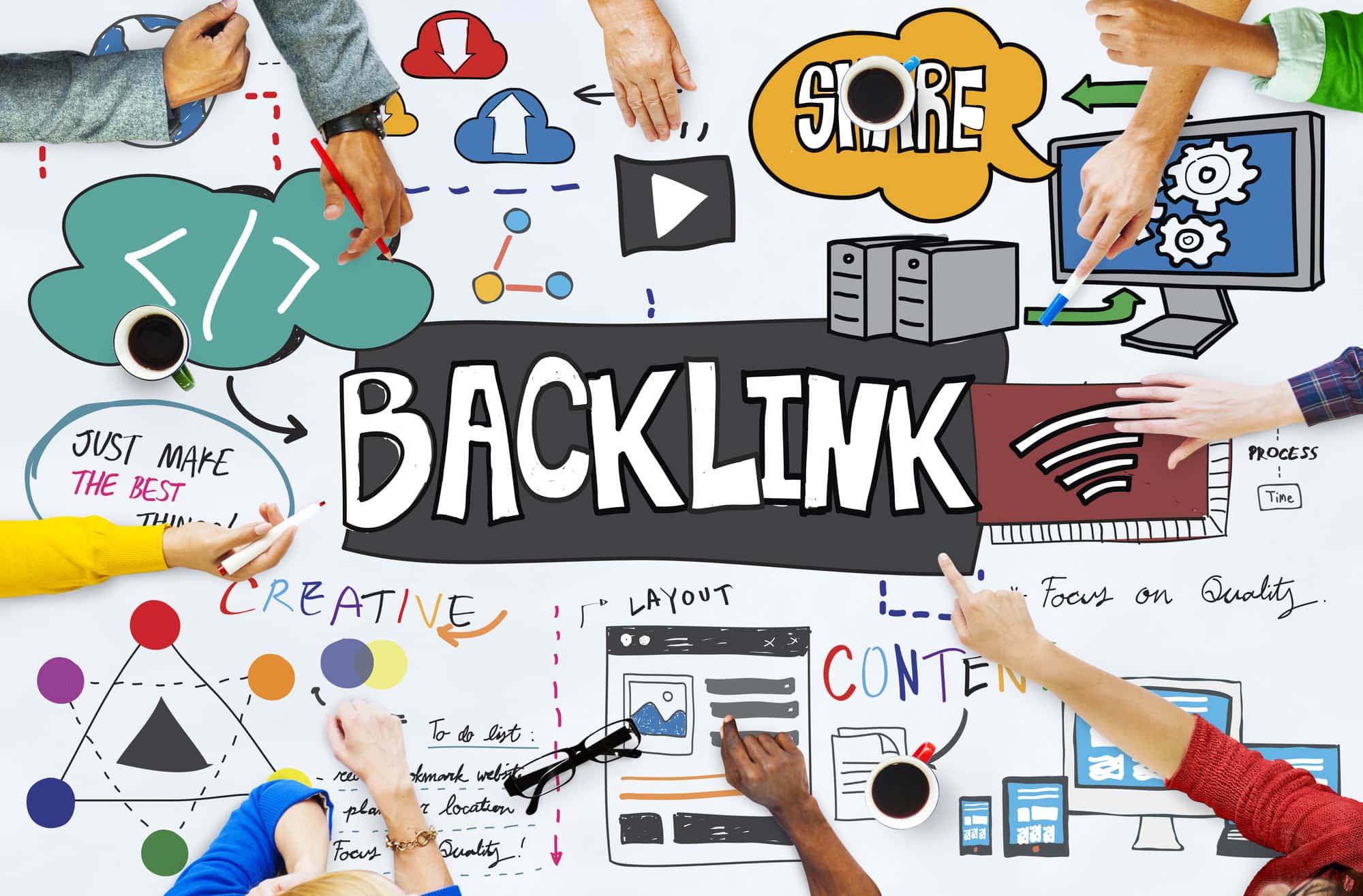 A group of people learning about the benefits of backlinks for SEO.