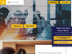A website design for a financial recruiting company featured among the 20 Best Staffing Websites.