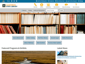 The homepage of a website with books and a river.