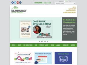 A website design for the elmhurst public library.