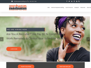 A website design for a woman's business among the 20 Best Staffing Websites.