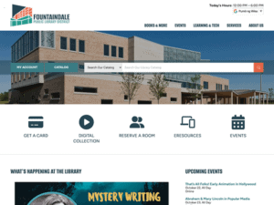 The homepage of the library website.