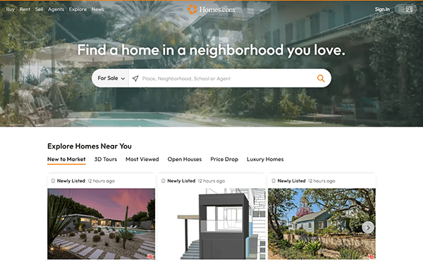 Welcome to one of the best real estate websites, where our homepage features an intuitive search bar, a user-friendly navigation menu, and listings of newly listed homes with images and brief descriptions. Discover your dream home on our comprehensive real estate platform today.