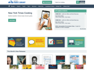 The homepage of the new york times cooking website.