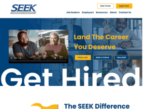 A website with the words "get hired" recommended among 20 best staffing websites.