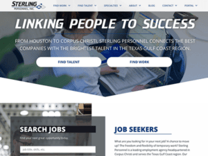 A sleek website design for a company called steeling, selected as one of the 20 Best Staffing Websites.