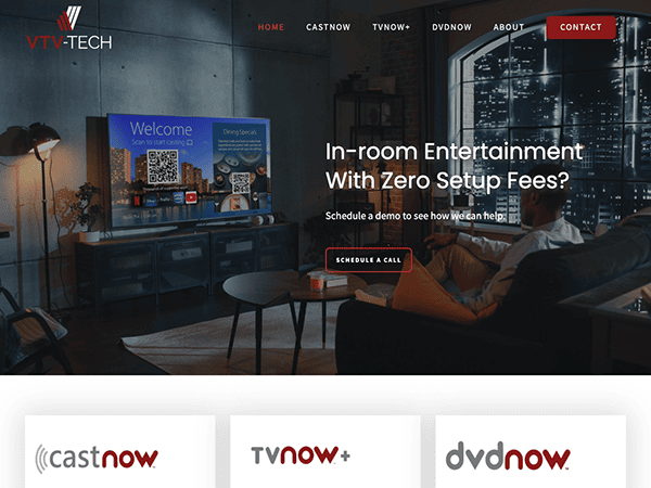 VTV Technologies website design for tvtech.
