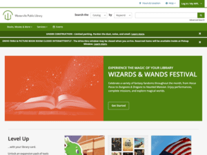 A green and white website for a library.