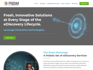 The homepage of prism discovery services.