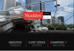 Skladen's website with a view of a building and a skyscraper.