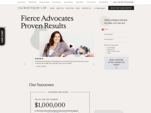 A website with the words fierce advocates proven results.